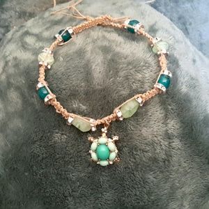 Jeweled turtle handmade hemp necklace